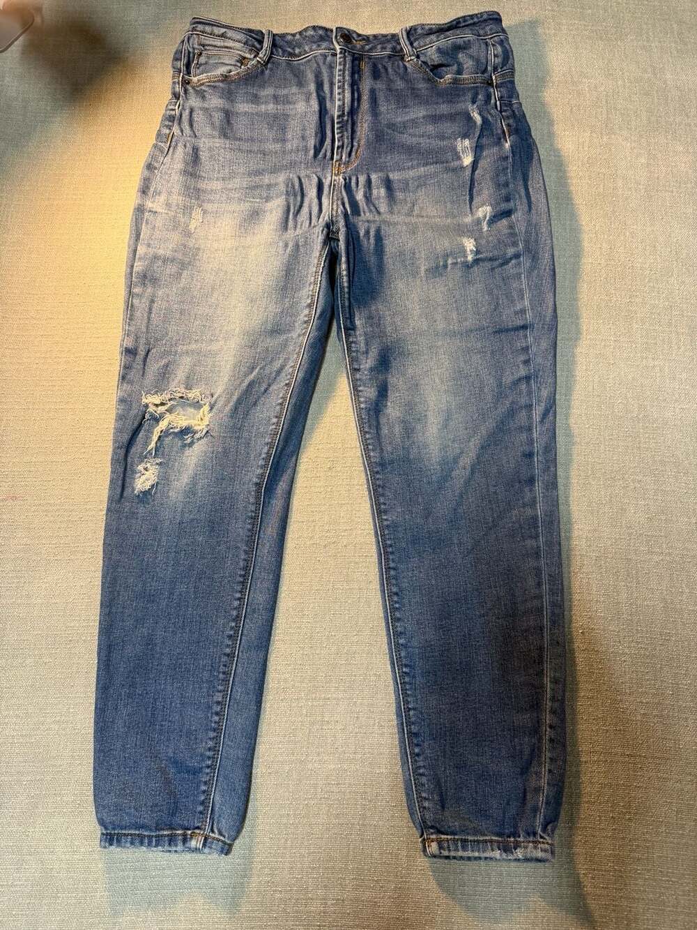 Wax Jean Women's Distressed Mid Rise Mom Jeans Size 13